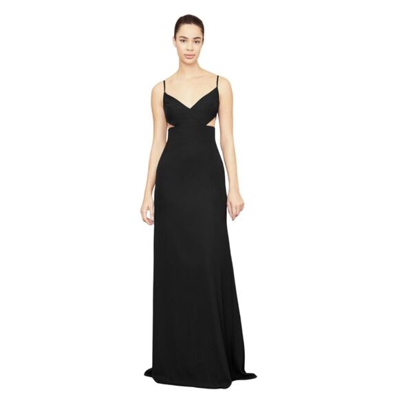 Amsale Shiloh Black Cut out Maxi Formal Dress size 6 NWT - Picture 1 of 9